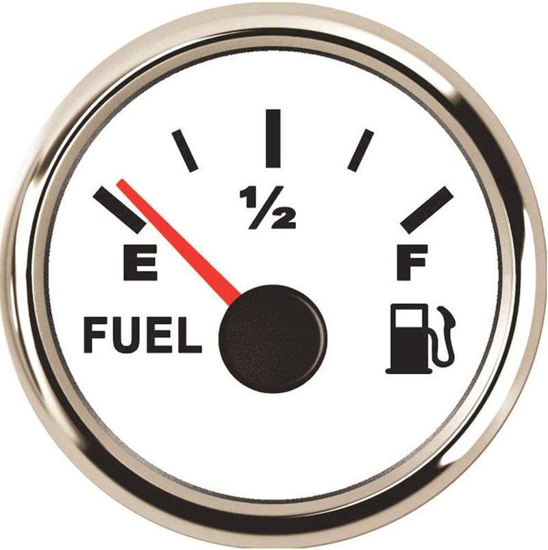 SAMDO Marine Fuel Gauge Fuel Level Gauge 0-190ohm Signal 52mm with Backlight 12V/24V White - Image 1